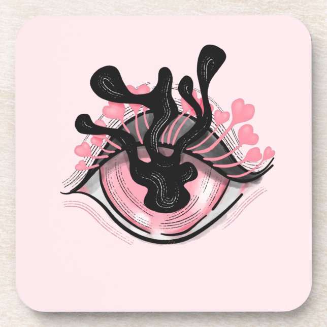 Goth Weird Pink Eye Creepy Horror Magical Witch Coaster (Front)