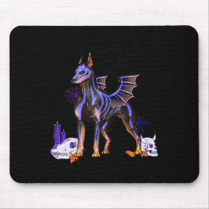 Goth Winged Doberman Dog Skulls Bat And Candles Ha Mouse Pad