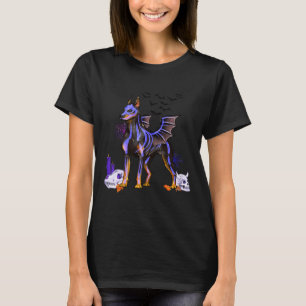 Goth Winged Doberman Dog Skulls Bat And Candles Ha T-Shirt