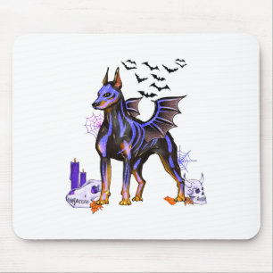 Goth Winged Doberman Dog Skulls T And Candles Hall Mouse Pad
