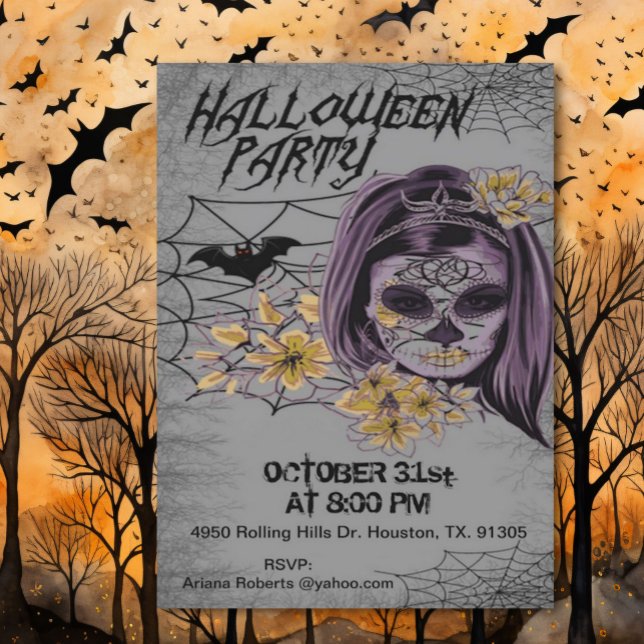 Goth Woman Zombie Scary Adult Halloween Invitation (Creator Uploaded)