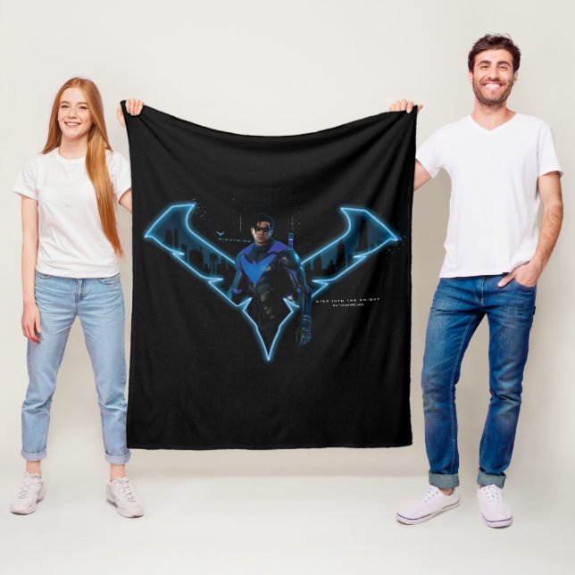 Gotham Knights Nightwing in Logo Fleece Blanket (In Situ)