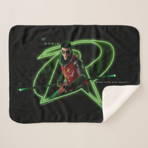 Gotham Knights Robin in Logo Sherpa Blanket