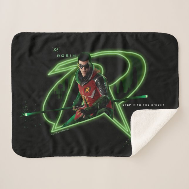 Gotham Knights Robin in Logo Sherpa Blanket (Front (Horizontal))