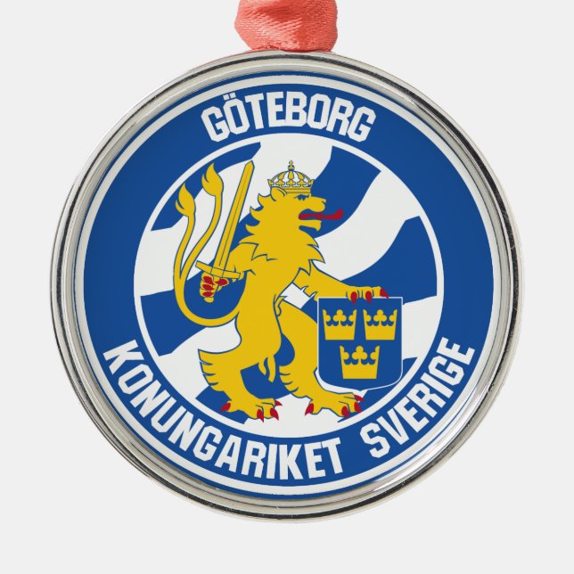 Gothenburg Round Emblem Metal Tree Decoration (Front)