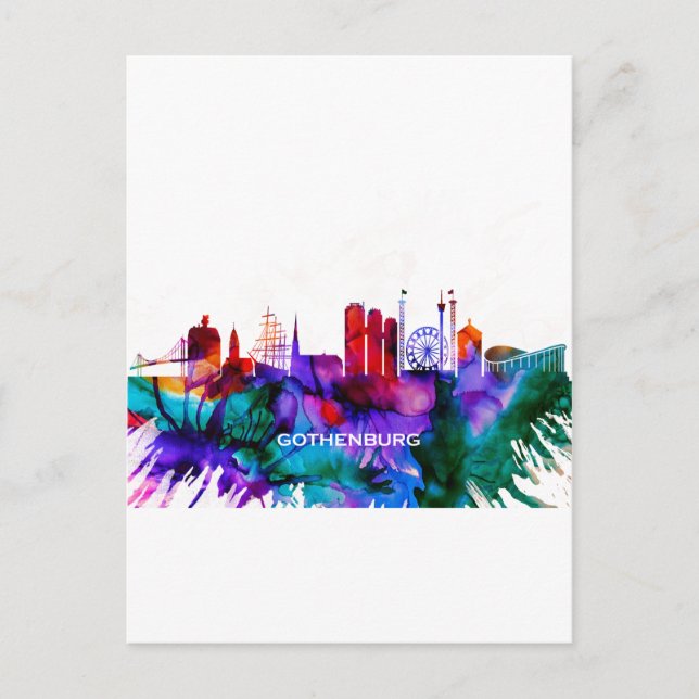 Gothenburg Skyline Invitation Postcard (Front)
