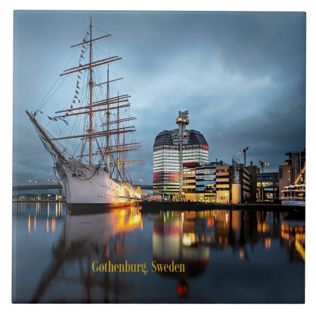 Gothenburg, Sweden at night Tile (Front)