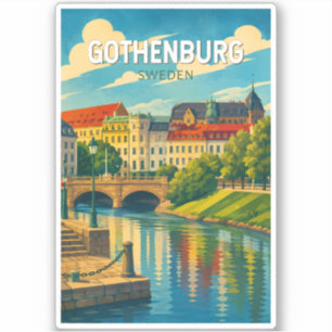 Gothenburg Sweden Illustration Travel Art Vintage
