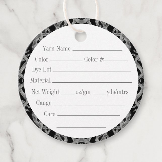 GOTHIC 2" Round Yarn Tags (Front)