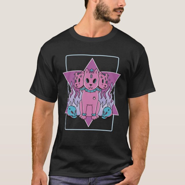 Gothic 3 Heads Cats T-Shirt (Front)