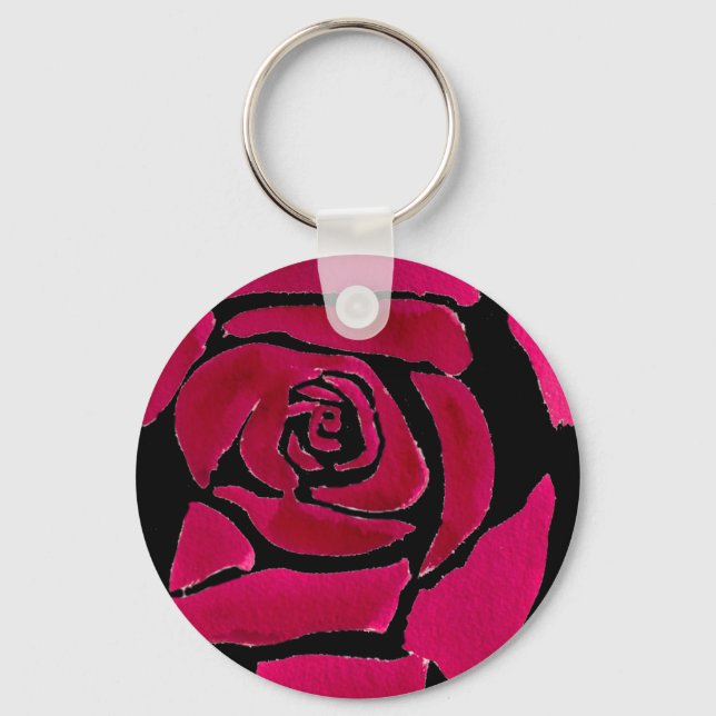 Gothic abstract rose watercolor origianal art key ring (Front)