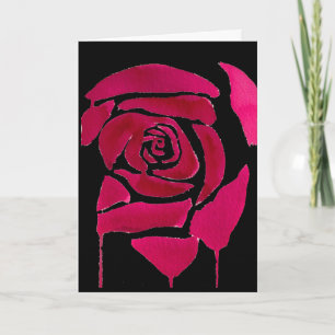 Gothic abstract rose watercolor original art card
