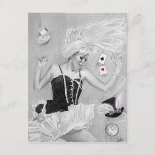 Gothic Alice in Wonderland Falling Postcard