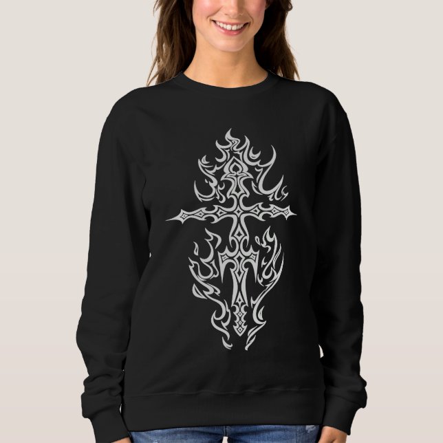 Gothic Alt Cross Mall Y2K Trad Goth Punk E Girl Fi Sweatshirt (Front)