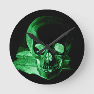 Gothic altered Light Green vintage Skull Round Clock