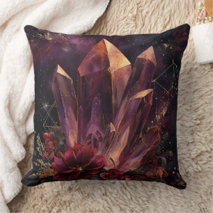 Gothic Amethyst Floral Galaxy Pattern Cushion