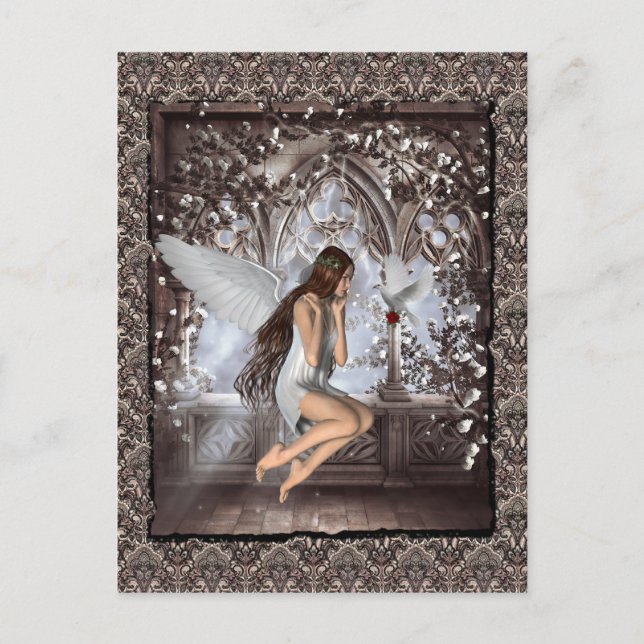 Gothic Angel and Her Dove Postcard (Front)