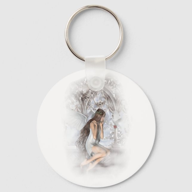 Gothic Angel and Her Dove Vignette Key Ring (Front)
