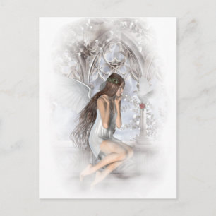 Gothic Angel and Her Dove Vignette Postcard