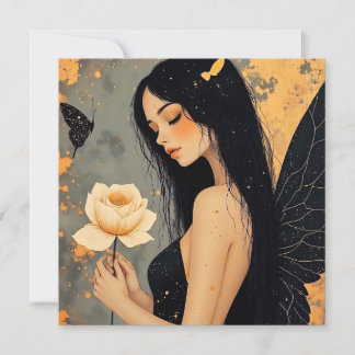 Gothic Angel and Rose Blank Card