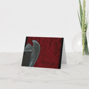 Gothic Angel on Red Velvet Wedding Thank You Card