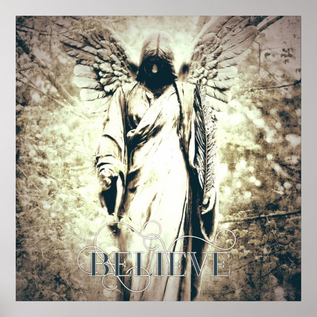 Gothic angel vintage rustic gloomy art believe poster (Front)