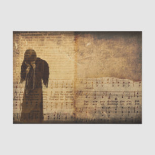 Gothic Angel Vintage Sepia Sheet Music Texture