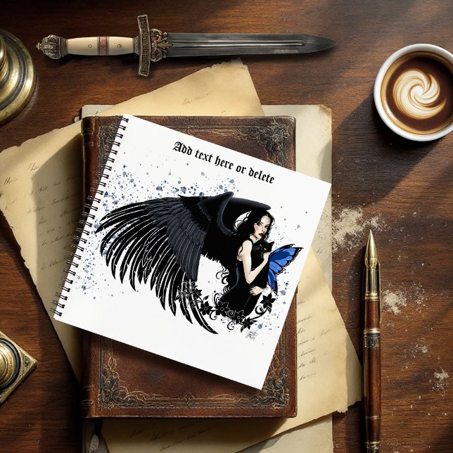 Gothic Angel Wings Black Cat Blue Fairy Notebook (Creator Uploaded)