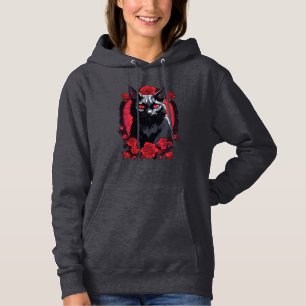 Gothic Animal Portrait Black Cat Hoodie