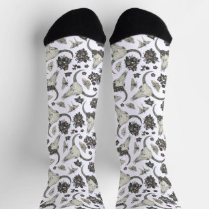Gothic Animal Skull With Flowers Pattern Socks