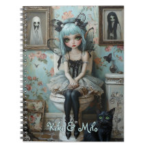 Gothic Anime Fairy & Cat in Bathroom Personalised