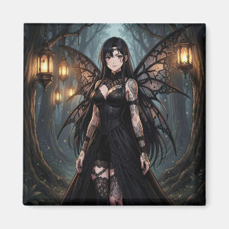 Gothic Anime Fairy Girl in Enchanted Forest Magnet