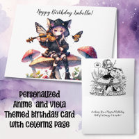 Gothic Anime Girl with Viola on Mushroom Birthday