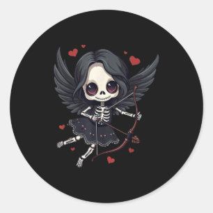 Gothic Anime Skeleton Cud – Dark Valentine Kawaii  Classic Round Sticker
