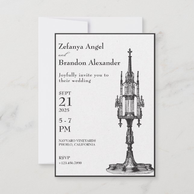 Gothic  antique monstrance wedding  Invitation (Front)