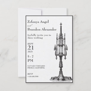 Gothic  antique monstrance wedding  Invitation
