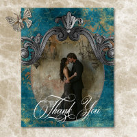 Gothic Antique Teal Gold Damask Photo Wedding