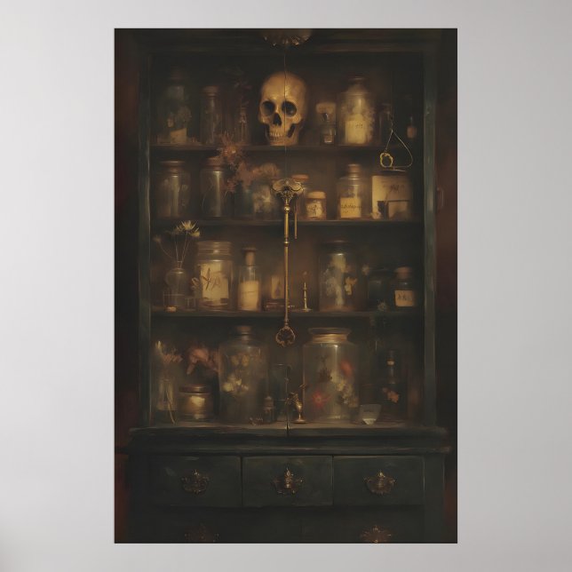 Gothic Apothecary Wall Art Print, Dark Academia (Front)