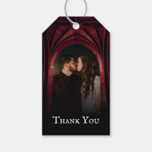 Gothic Arch Elegant Wedding Black Red Gift Tags