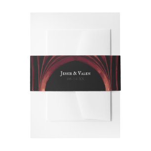 Gothic Arch Elegant Wedding Dark Black Red Invitation Belly Band