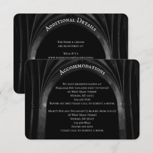 Gothic Arch Elegant Wedding Dark Black & White Enclosure Card