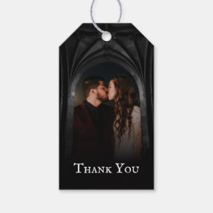 Gothic Arch Elegant Wedding Dark Black & White Gift Tags