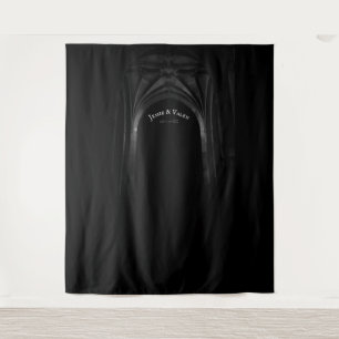 Gothic Arch Elegant Wedding Dark Black & White Tapestry