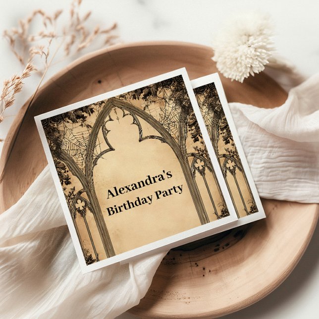 Gothic Arch Midnight Birthday Napkin (Creator Uploaded)