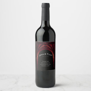 Gothic Arch Wedding Dark Red Wine Label