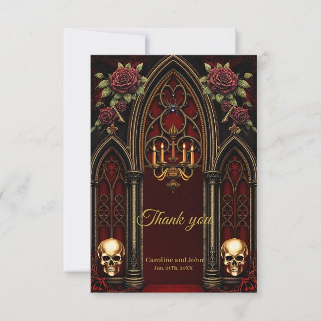 Gothic Archway with Skulls. Thank You Card (Front)