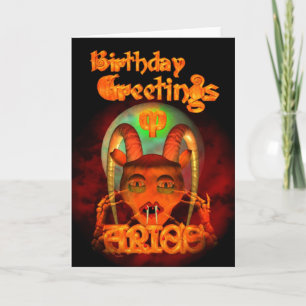 Gothic Aries Zodiac Birthday Greetings by Valxart Card
