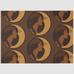 Gothic Art Deco Girl and Crescent Moon Decoupage Tissue Paper