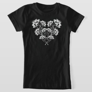 Gothic Art Nouveau Flower Heart T-Shirt