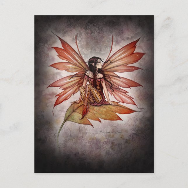 Gothic Autumn Fairy Art Postcard by Molly Harrison (Front)